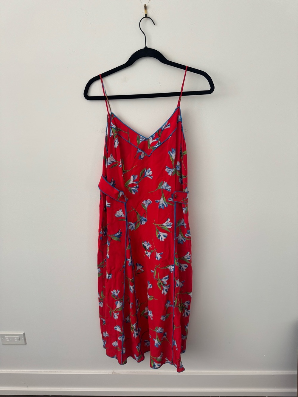 rag & bone Red Floral Midi Slip Dress